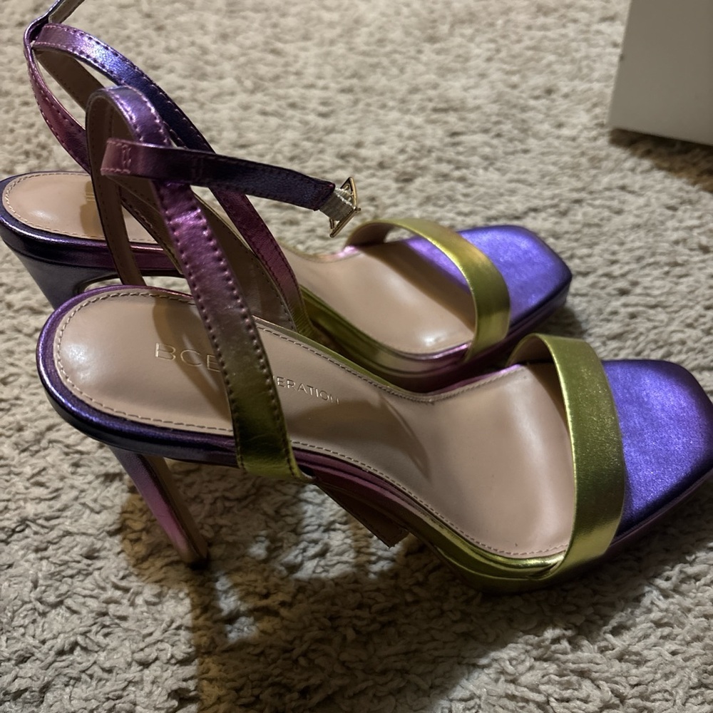 BCBGeneration Vibrant Purple and Yellow/Green Heels